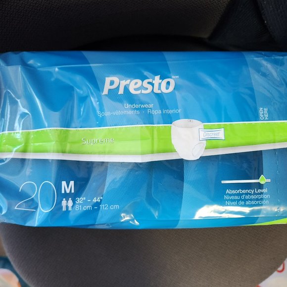 Presto Adult pull-up diapers medium (32"-44" waist) 4 packs of 20 each=80 total! - Picture 6 of 6